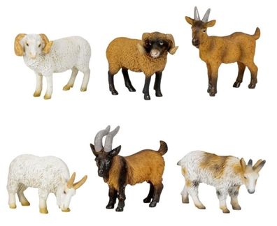 6 Stück Ziegen Ziege Bock Figuren Set 4-5cm Tierfigur Dekoration Dekofigur Deko