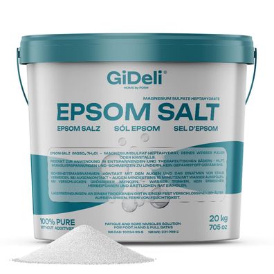 Epsom Salz 20kg Bittersalz Magnesiumsulfat Badesalz Fußbad Peeling Garten GiDeli