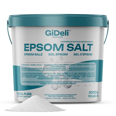 Epsom Salz 3kg Bittersalz Magnesiumsulfat Badesalz Fußbad Peeling Garten GiDeli