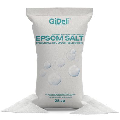Epsom Salz 25kg Bittersalz Magnesiumsulfat Badesalz Fußbad Peeling Garten GiDeli