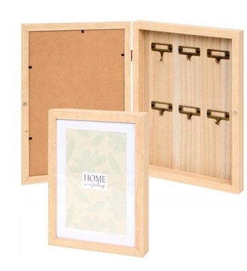 Abschließbare Schlüsselbox mit Bilderrahmen (A4), beige, Geschenkidee
