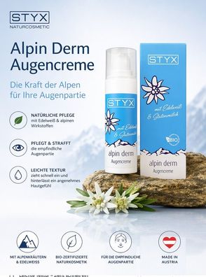 STYX Alpin Derm Augencreme 30 ml - Edelweiß & Coffein - für empfindliche Augenpartie