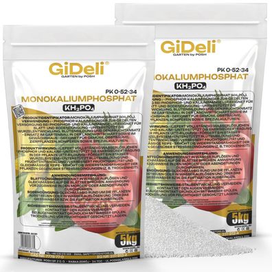 Monokaliumphosphat 10kg MKP Phosphor Kalium P-K Dünger Blühbooster Blüte GiDeli