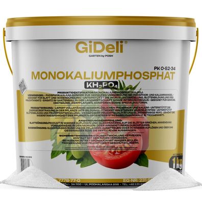 Monokaliumphosphat 1kg MKP Phosphor Kalium P-K Dünger Blühbooster Blüte GiDeli