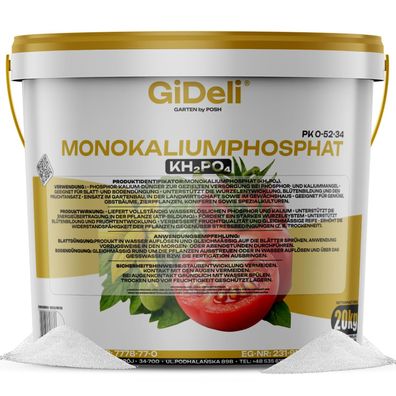 Monokaliumphosphat 20kg MKP Phosphor Kalium P-K Dünger Blühbooster Blüte GiDeli