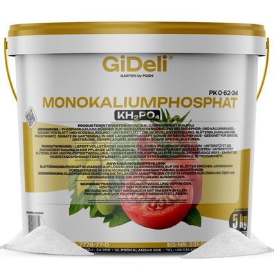Monokaliumphosphat 5kg MKP Phosphor Kalium P-K Dünger Blühbooster Blüte GiDeli