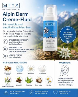 STYX Alpin Derm Creme-Fluid 50 ml - Edelweiß & Hyaluron