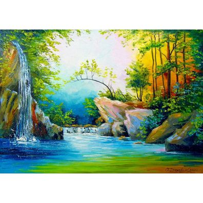 ENJOY Puzzle Im Wald am Wasserfall 1000 Teile