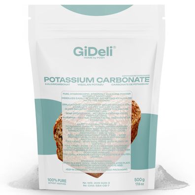 Kaliumcarbonat 500g Pottasche K2CO3 Lebensmittelqualität Backen Seifen GiDeli
