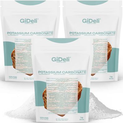 Kaliumcarbonat 3kg Pottasche K2CO3 Lebensmittelqualität Backen Seifen GiDeli