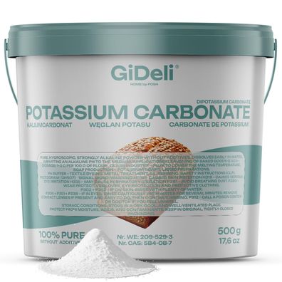 Kaliumcarbonat 500g Pottasche K2CO3 Lebensmittelqualität Backen Seifen GiDeli