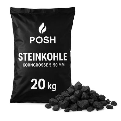 Steinkohle 20kg Anthrazitkohle 5-50mm Hoher Heizwert Kaminofen Heizkohle POSH