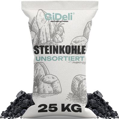 Steinkohle 25kg Anthrazitkohle 5-50mm Hoher Heizwert Kaminofen Heizkohle GiDeli