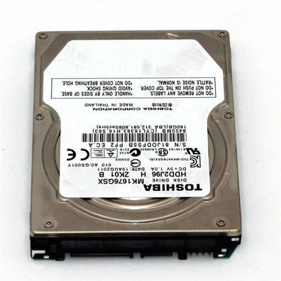 Toshiba MK1665GSX – 160 GB interne Festplatte (5400 RPM, SATA, 2,5 Zoll)