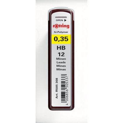 12 rotring Bleistiftminen HB 0,35 mm