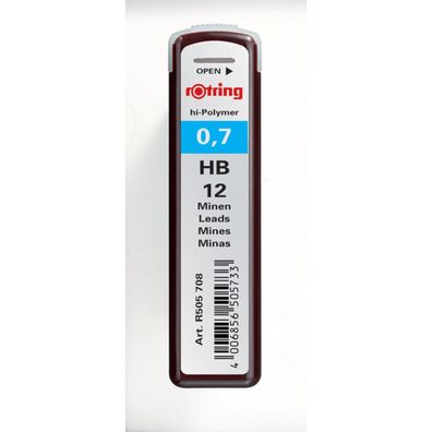 12 rotring Bleistiftminen HB 0,7 mm