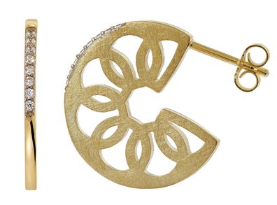 trendor Schmuck Damen-Ohrringe Ohrstecker Scheibe 925 Silber Vergoldet Zirkonia 2171