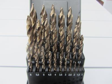 25 tlg HSS-Co DIN 338 Metallbohrer mit Stufengeometrie Satz Ø 1 - 13 mm