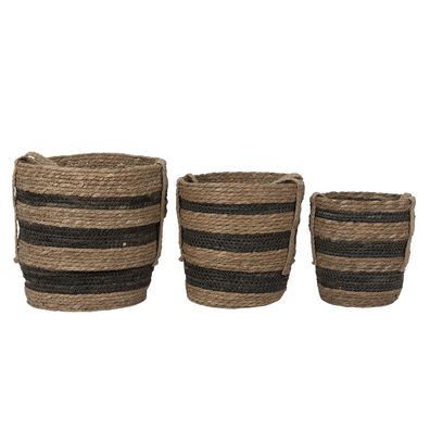 Clayre & Eef Aufbewahrungskorb 3er Set Ø 33x33 cm Braun Seegras