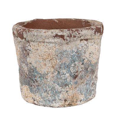 Clayre & Eef Blumentopf Ø 12x10 cm Beige Blau Terrakotta (Gr. Ø 12x10 cm)