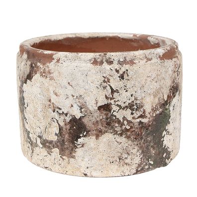 Clayre & Eef Blumentopf Ø 18x11 cm Beige Grün Terrakotta (Gr. Ø 18x11 cm)