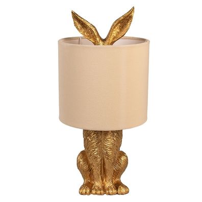 Clayre & Eef Tischlampe Kaninchen Ø 20x43 cm Goldfarbig Polyresin