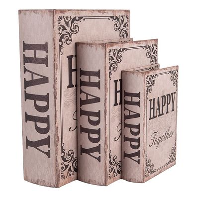 Clayre & Eef Aufbewahrungsbox 3er Set Bücher 27 /22/17 cm Beige Holz