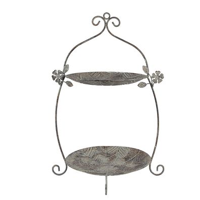 Clayre & Eef 2-Schicht-Etagere 34x32x50 cm Grün Braun Metall (Gr. 34x32x50 cm)