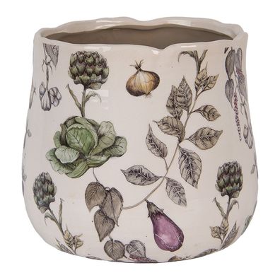 Clayre & Eef Blumentopf Ø 21x19 cm Beige Keramik Gemüse (Gr. Ø 21x19 cm)