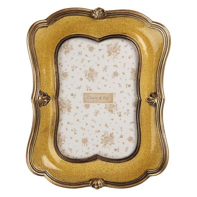 Clayre & Eef Bilderrahmen 10x15 cm Goldfarbig Kunststoff (Gr. 17x3x21 cm / 10x15 cm)