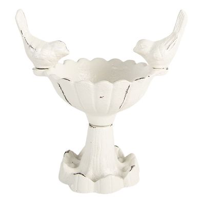 Clayre & Eef Vogelfutterhaus 14x10x15 cm Weiß Metall (Gr. 14x10x15 cm)