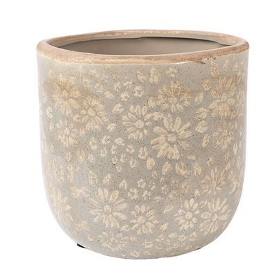 Clayre & Eef Blumentopf Ø 18x16 cm Grau Keramik (Gr. Ø 18x16 cm)