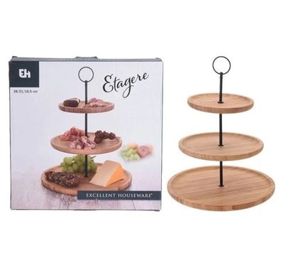 Excellent Houseware Etagere Bambusholz - 3-lagig - D28 x H40 cm
