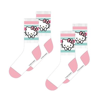 Hello Kitty Socken Kinder 2er Set Weiß Baumwollsocken Jungen Freizeit Sport Schule