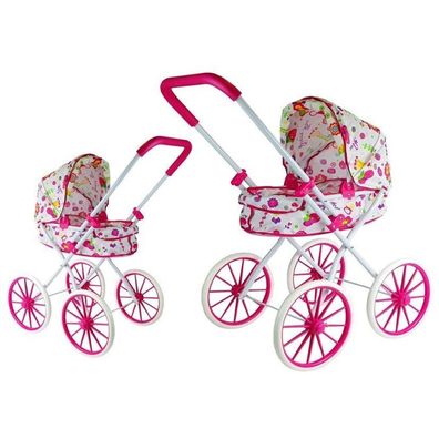 Leantoys Retro Puppenwagen tief geblümt