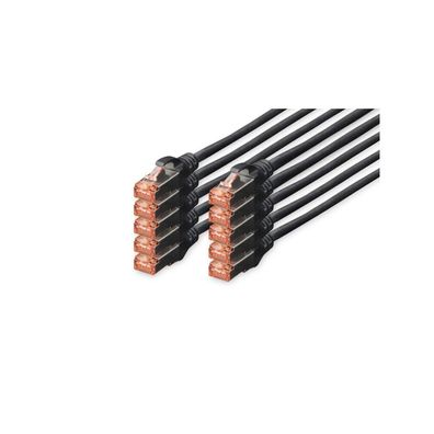 Digitus CAT 6 S/FTP Patchkabel, 10 Stück, 0,25m, schwarz