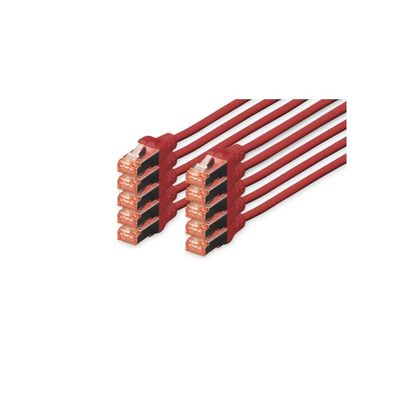 Digitus CAT 6 S/FTP Patchkabel, 10 Stück, 0,5m, rot