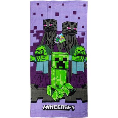 Minecraft Purple Badetuch, Strandtuch 70x140cm