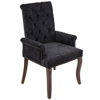 Polster Esszimmerstuhl Chenille mit Armlehnen, Holzbeine, Tufting
