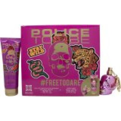 Police To Be #Freetodare Women Gift Set : EDP - 40ml Spray + 40ml - Body Lotion 100ml