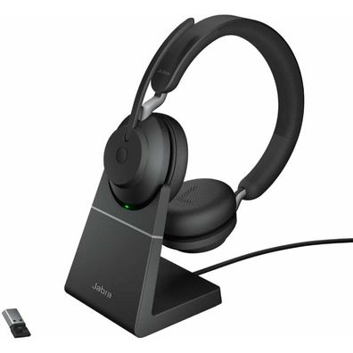 Jabra Headset, m. Station, Evolve2 65 UC, Stereo, USB A, Bluet.5.0, schwarz