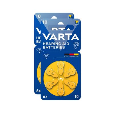 2x Varta Hörgerätebatterien Zinc Air Hearing Aid 10 PR70 1,45V 6er Blister