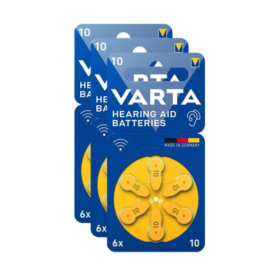 3x Varta Hörgerätebatterien Zinc Air Hearing Aid 10 PR70 1,45V 6er Blister