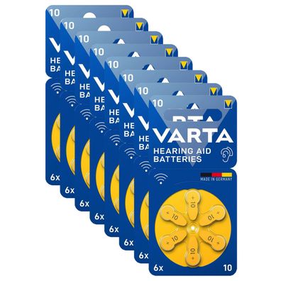 8x Varta Hörgerätebatterien Zinc Air Hearing Aid 10 PR70 1,45V 6er Blister