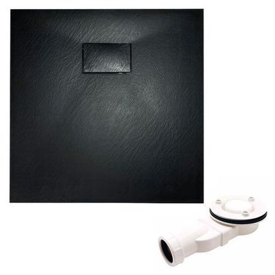 Duschwanne Viereck Komposit VIDAR 80x80x3,2 Schwarz Steinoptik | Ablauf im SET !