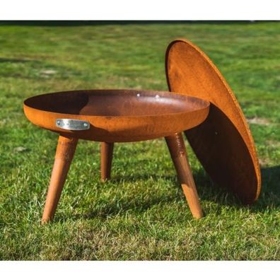 Nexo 600 Iroko-Holz Garten Feuerschale Cortenstahl