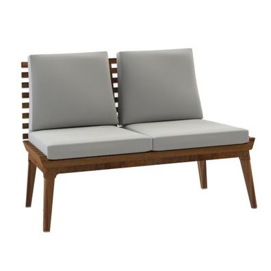 Nexo Iroko-Holz Zweisitzer Garten Sofa Cortenstahl