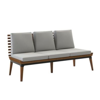 Nexo Iroko-Holz Dreisitzer Garten Sofa Schwarz