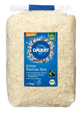 6x Davert demeter Echter Basmati Reis weiß Fairtrade 1kg 1kg