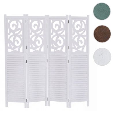 Paravent T568, Raumteiler Trennwand, Ornamente klappbar Paulownia Holz 170x160cm